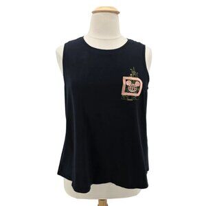 Disney Womens 1X Top Cinderella Castle Epcot Globe Logo Black Rose Gold Tank